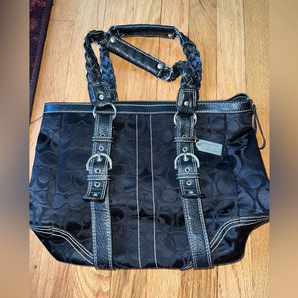 Black Coach Braided Strap Bag